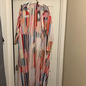 NWT Rebdolls Multi-color stripe dress w/belt Sz 3X